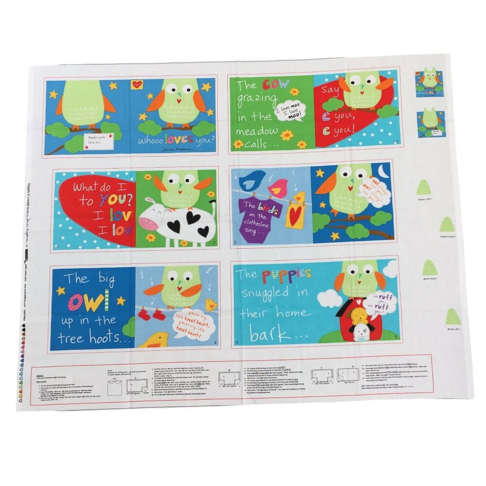 Studio E Huggable &‎ Loveable Whooo Loves You Soft Book Fabric Panel 44x35"